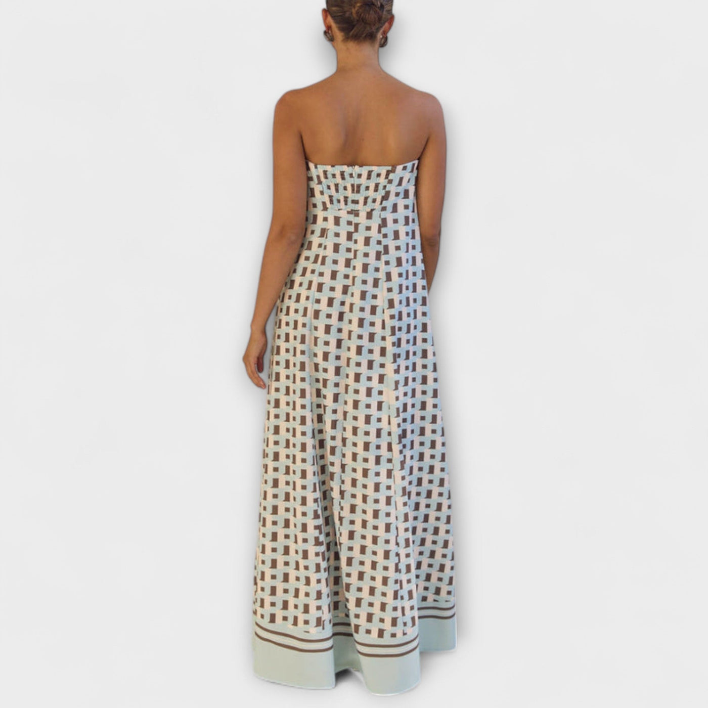 Hazel - Unique Geometric Off-Shoulder Maxi Dress