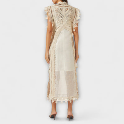 Mira - Woven Hollow Organza Maxi Dress