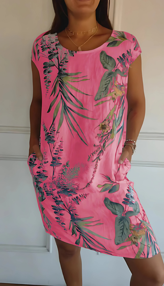 Iris - Casual Loose-Fit Knee-Length Printed Dress