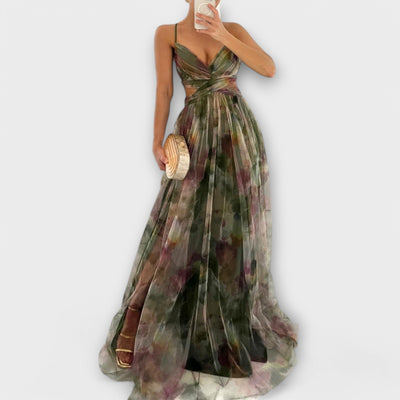 Annai Mesh Maxi Dress - Elegant and Figure-Hugging
