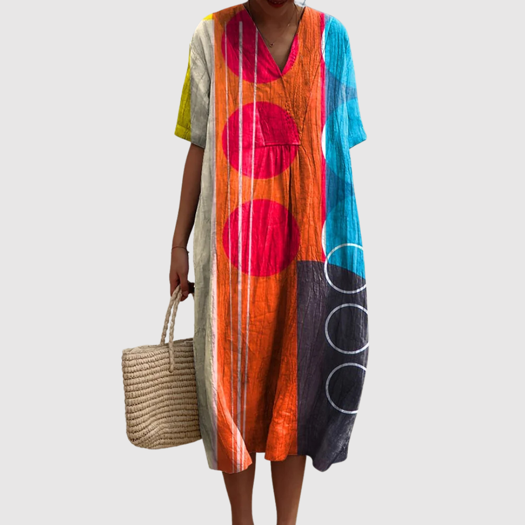 Talia | Abstract Radiance Midi Dress