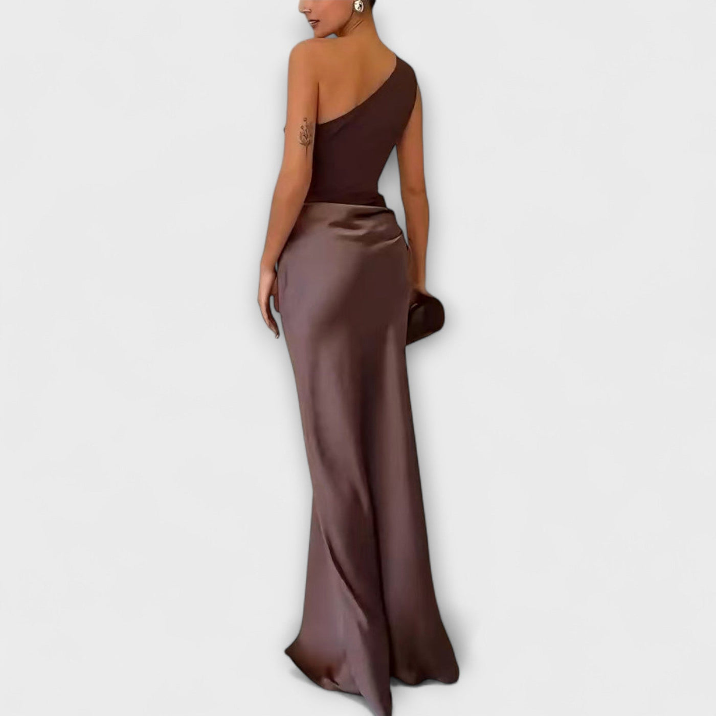 Elegant One-Shoulder Pleated Maxi Dress