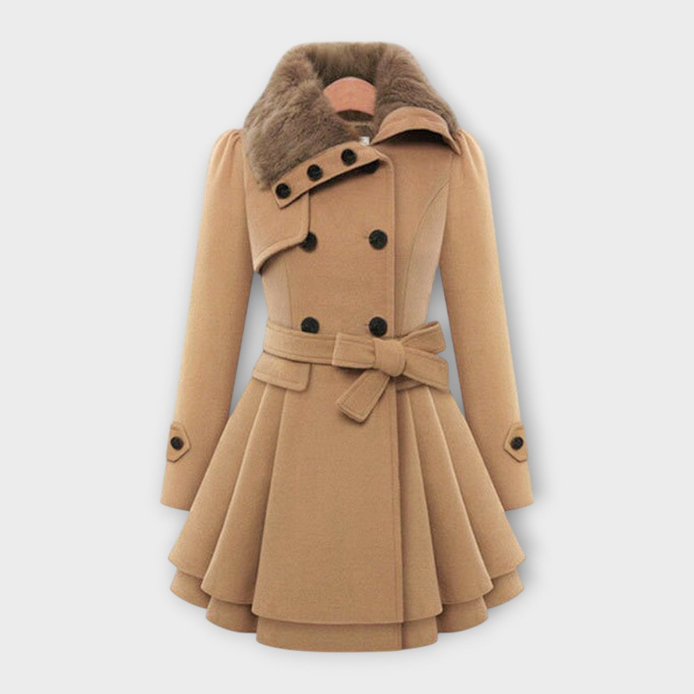 Elivara | Elegant Coat with Fur Collar