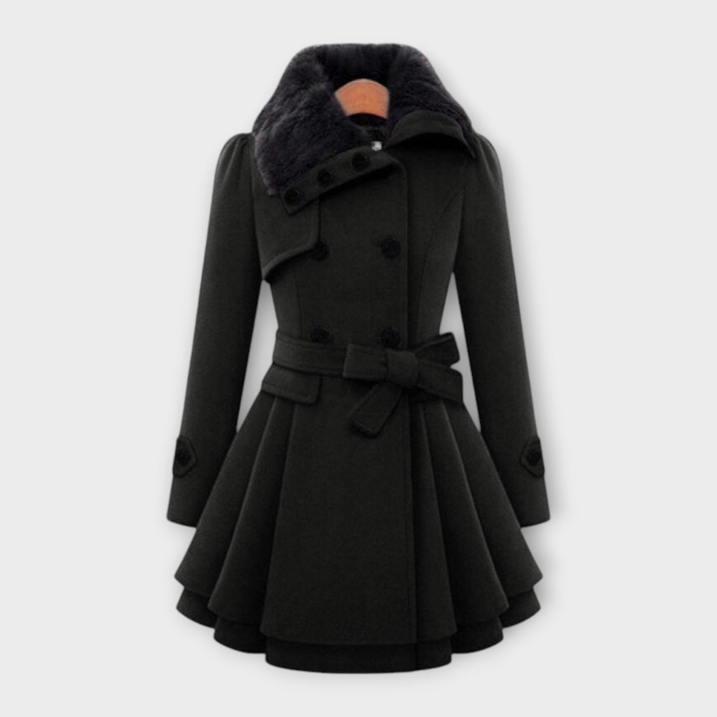 Elivara | Elegant Coat with Fur Collar