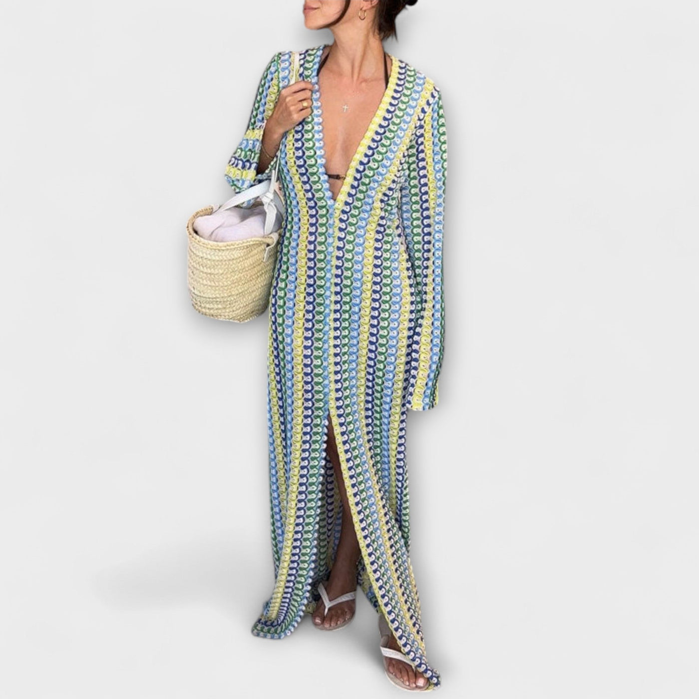 Elina – Maxi Dress with V-Neck and Vacation Flair