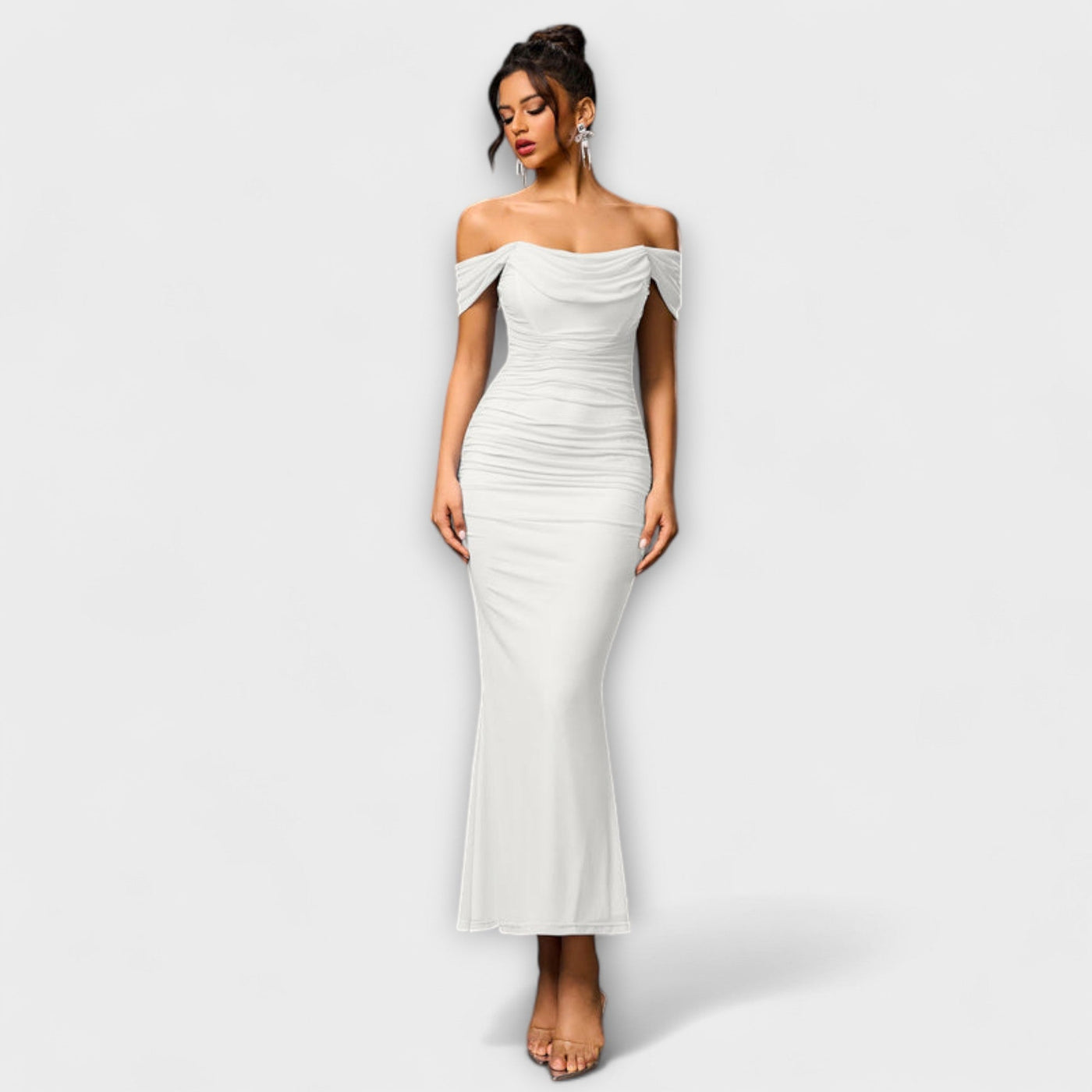 Ione - Off-Shoulder Ruched Bodycon Dress