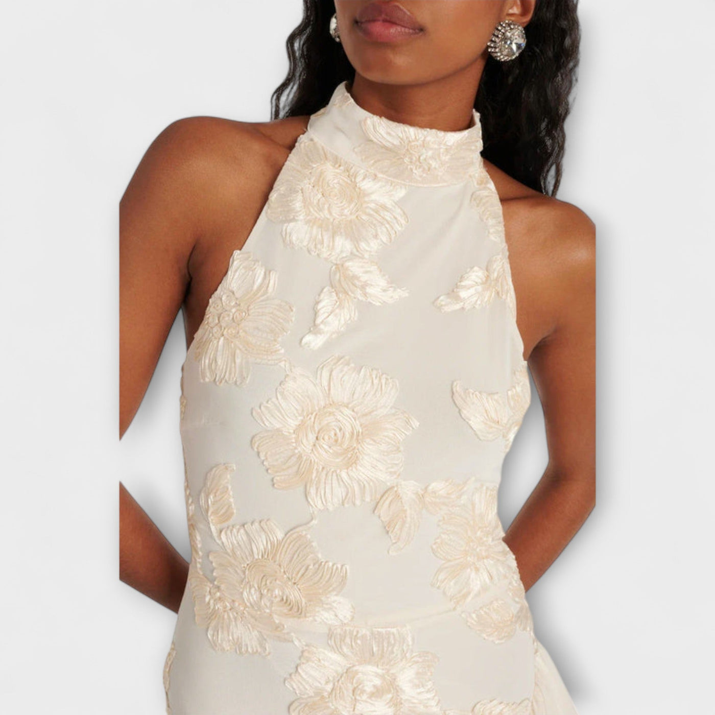 Karen - Maxi Dress with Floral Appliqués