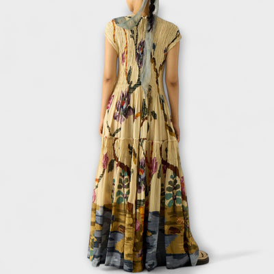 Amara - Pleated Dress with Animal Print