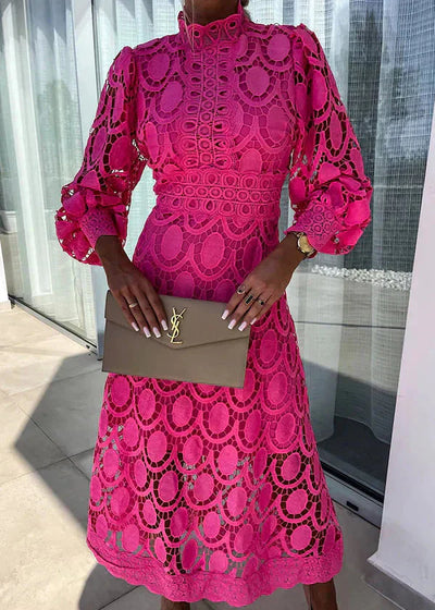 Lennon - Women's Stand Collar Hollow Out Long Dress