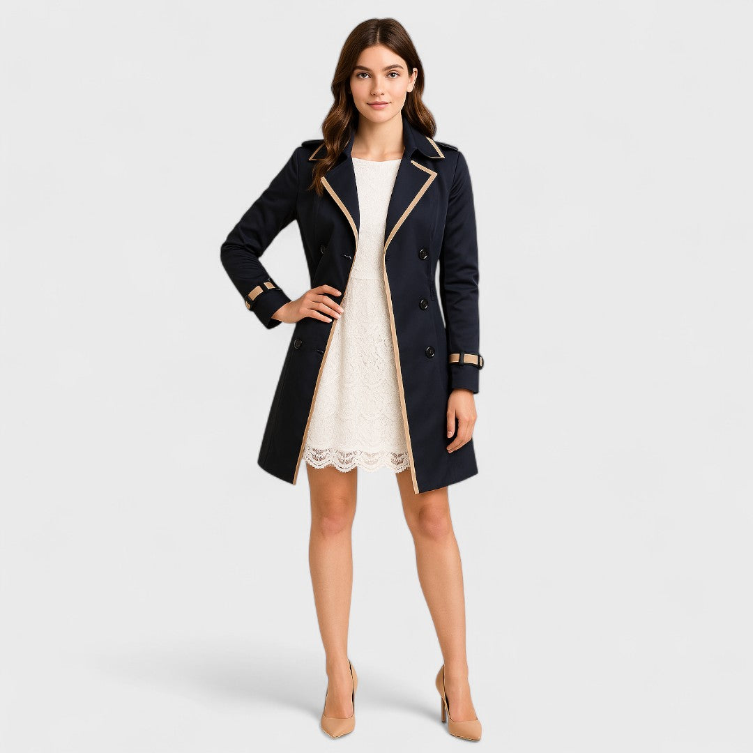 Maya | Double-Breasted Trench Coat With Contrast Details